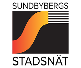 Stadsnäts logotyp i svart och orange.
