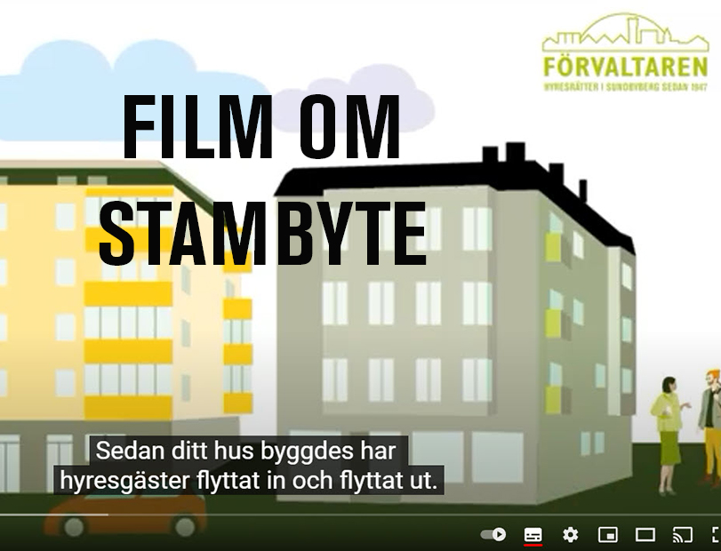 En enkel film om stambyte - Liten stillbild på hus från animerad film om stambyte.