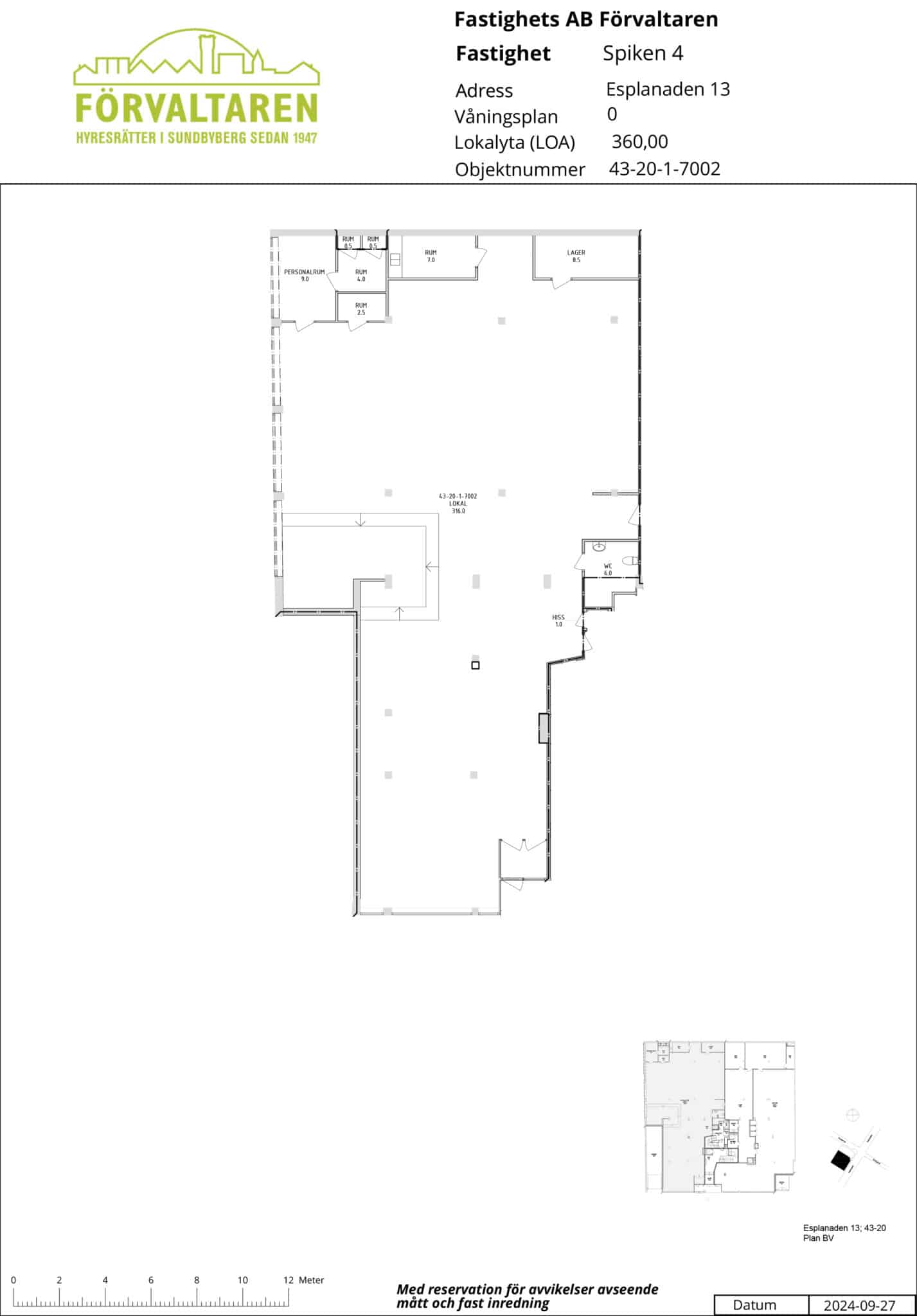 Planritning för objektet