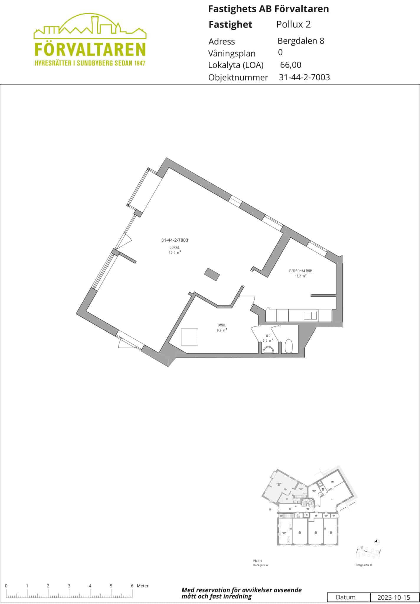 Planritning för objektet